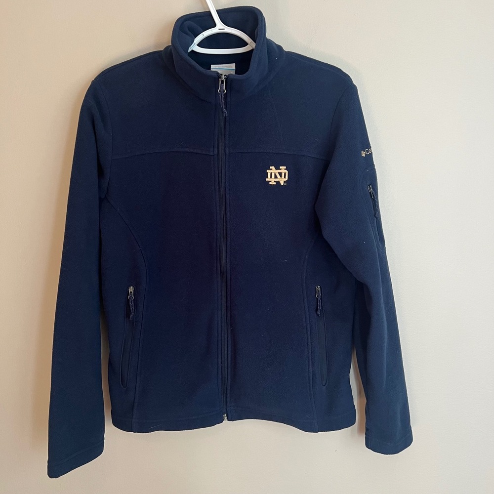 Columbia Notre Dame Fighting Irish Fleece Jacket Navy Blue Full Zip Women Medium